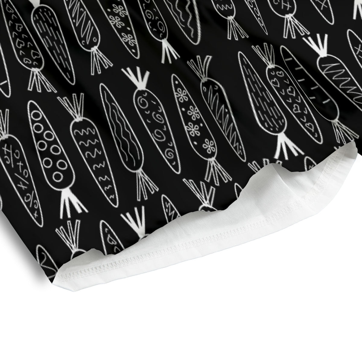 Carrot White And Black Print Pattern Men's Athletic Shorts