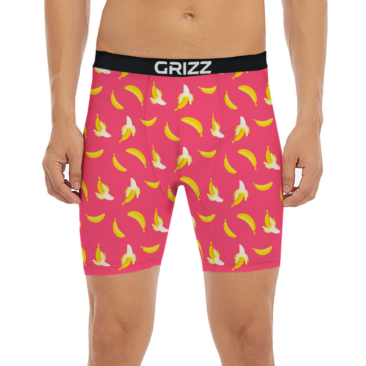 Cartoon Banana Pink Print Pattern Boxer Briefs-grizzshop