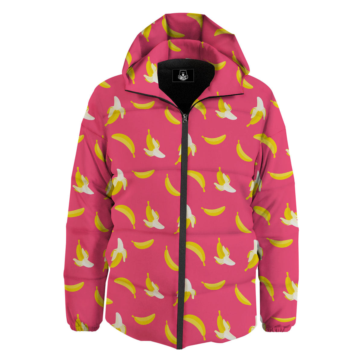 Cartoon Banana Pink Print Pattern Down Jacket-grizzshop