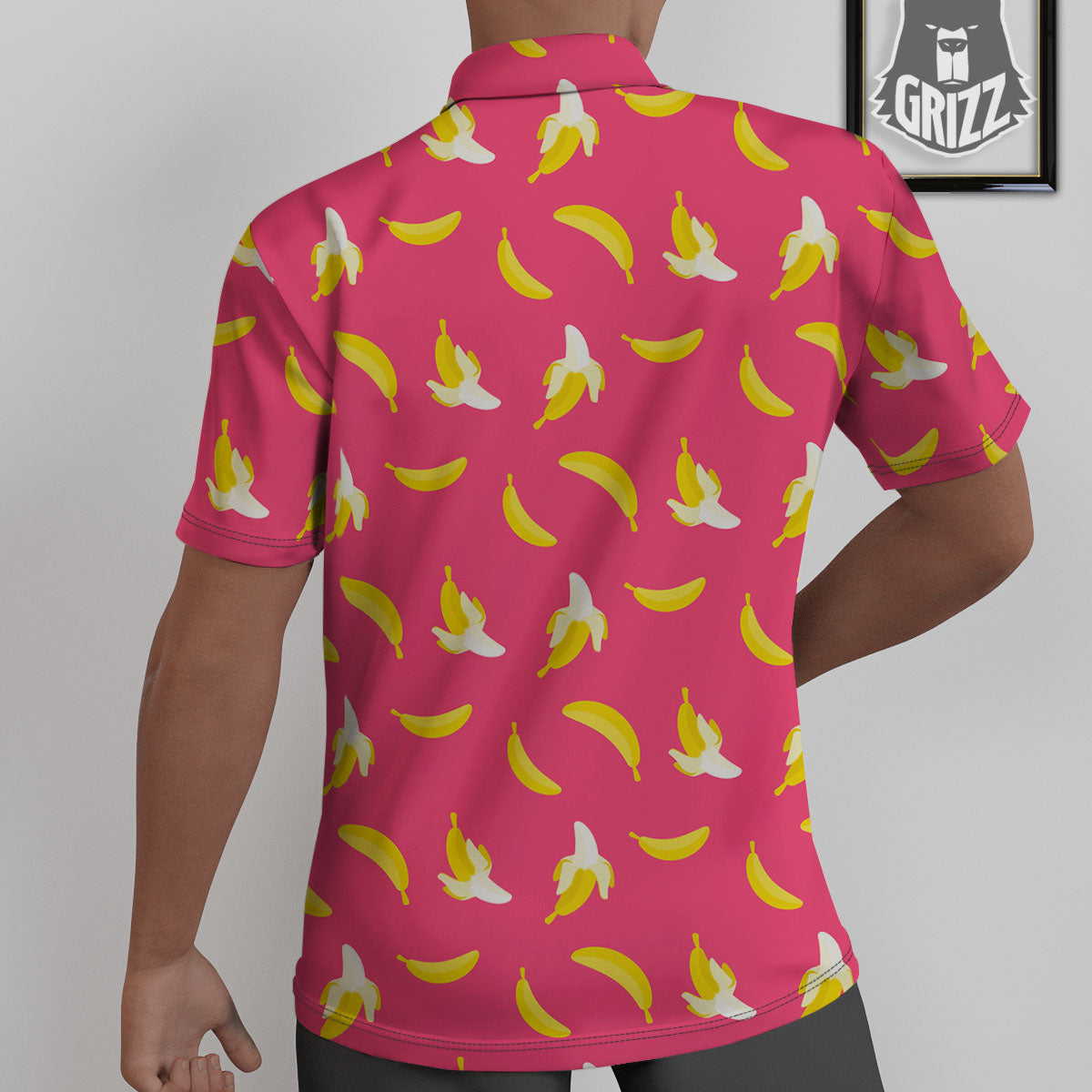 Cartoon Banana Pink Print Pattern Untucked Shirts-grizzshop