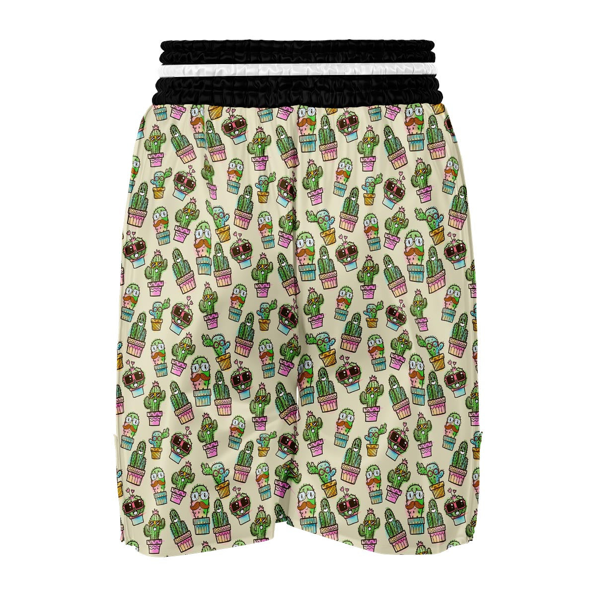Cartoon Cactus Pattern Print Boxing Shorts-grizzshop
