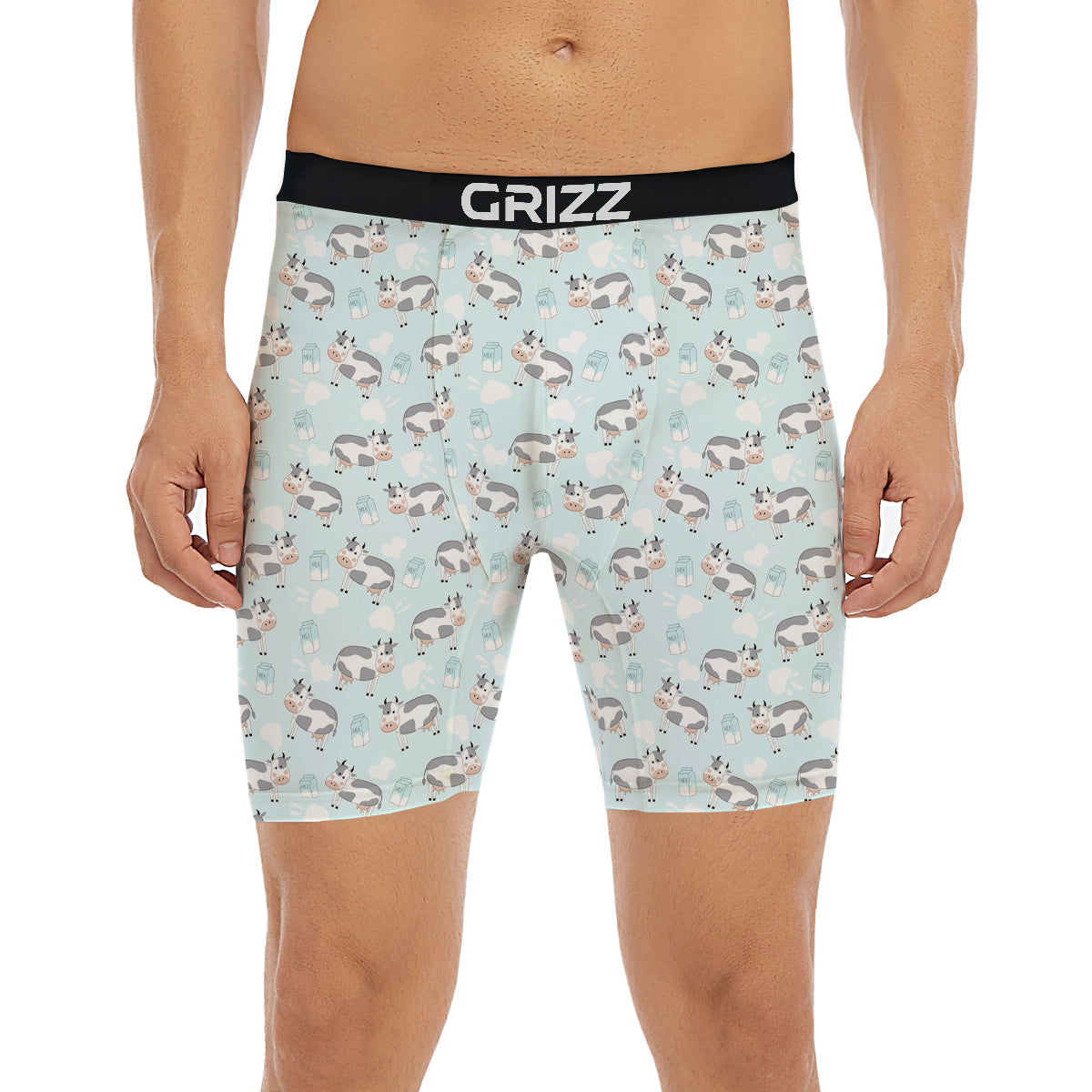 Cartoon Cows Milk Print Pattern Boxer Briefs-grizzshop