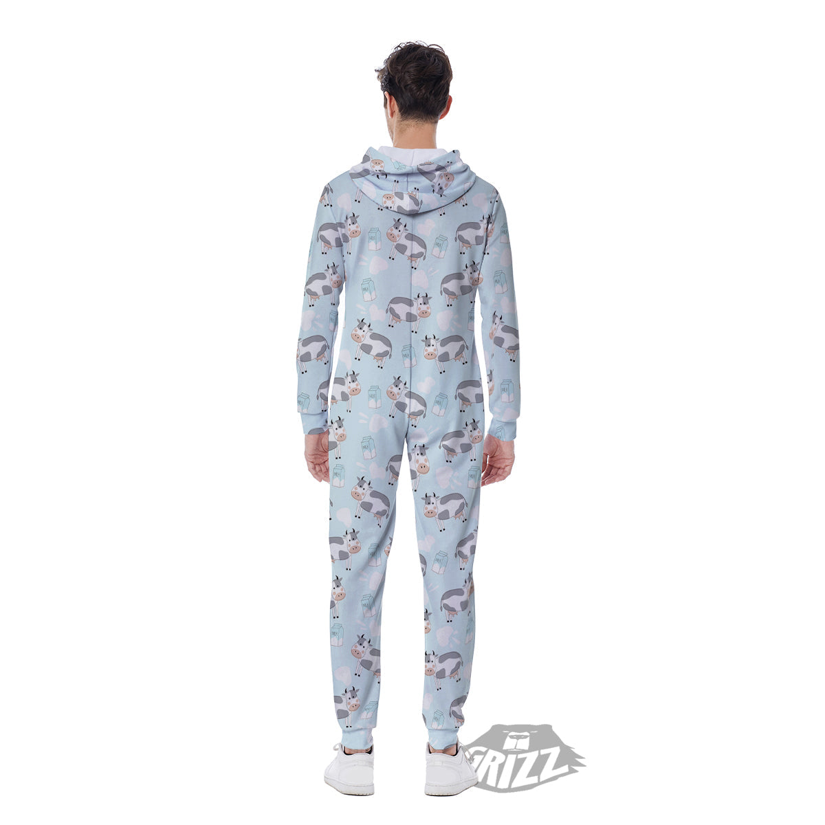 Cartoon Cows Milk Print Pattern Men's Jumpsuit-grizzshop