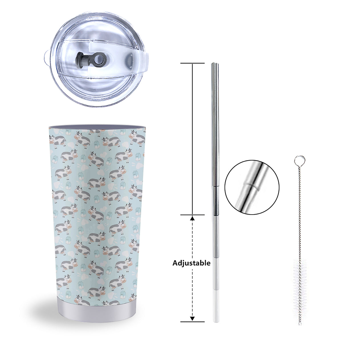 Cartoon Cows Milk Print Pattern Tumbler-grizzshop