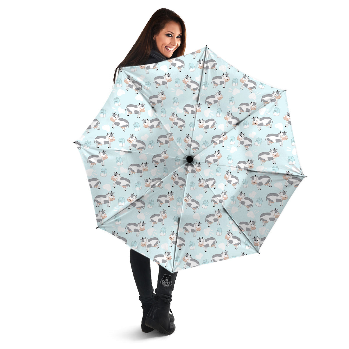 Cartoon Cows Milk Print Pattern Umbrella-grizzshop