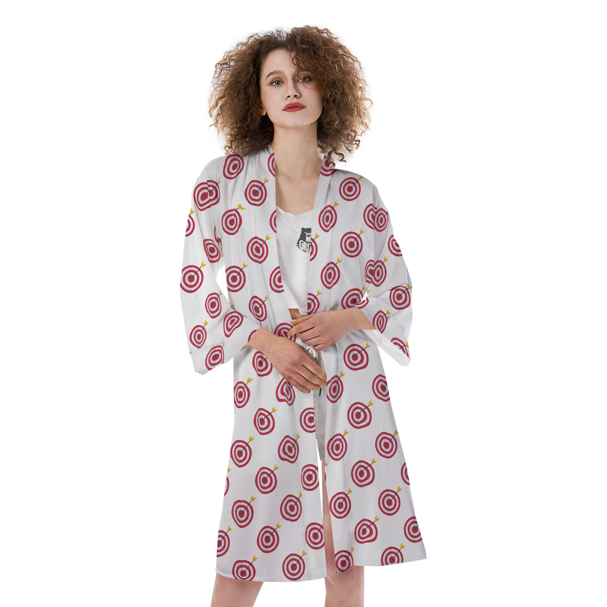 Cartoon Dartboard Print Pattern Kimono-grizzshop