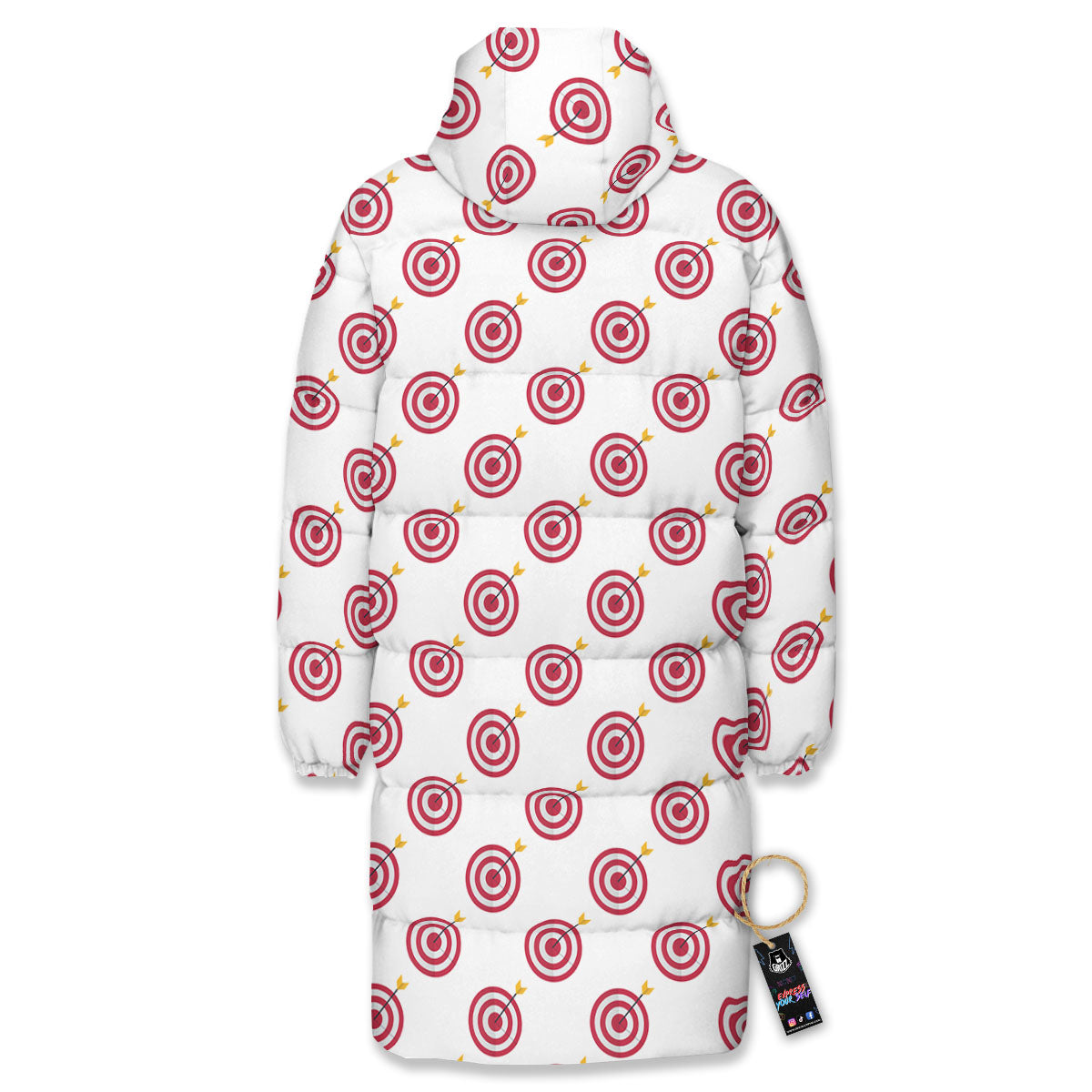 Cartoon Dartboard Print Pattern Long Down Jacket-grizzshop