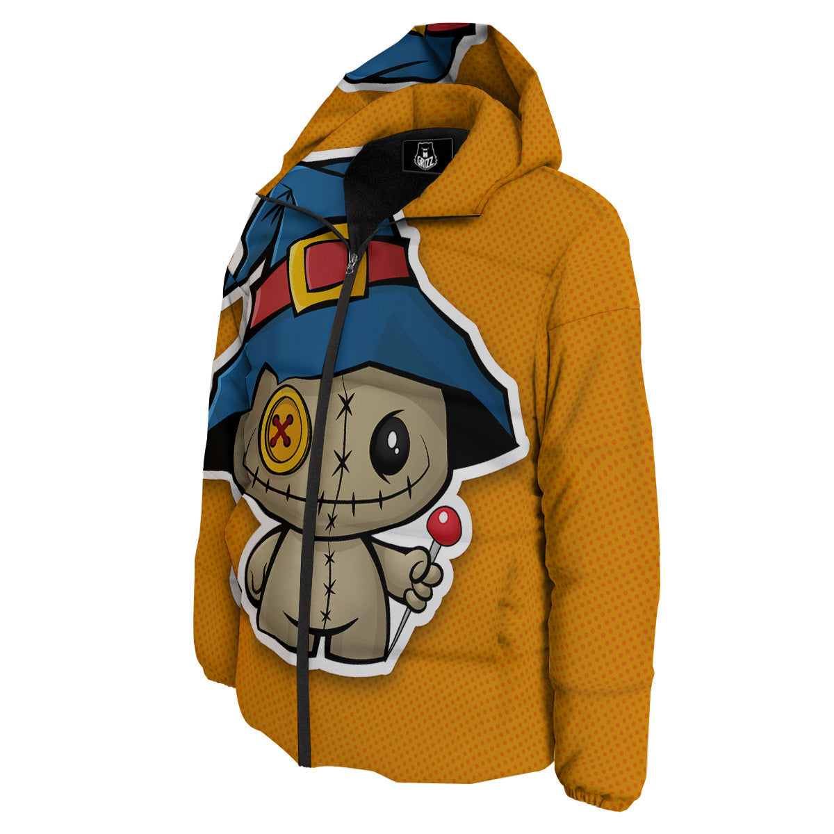 Cartoon Doll Voodoo Print Down Jacket-grizzshop