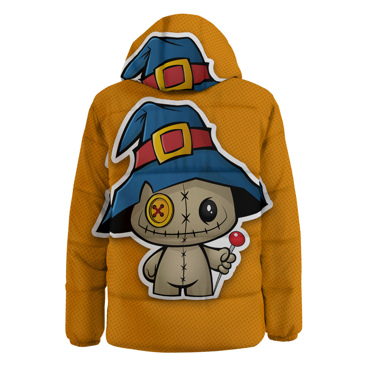 Cartoon Doll Voodoo Print Down Jacket-grizzshop