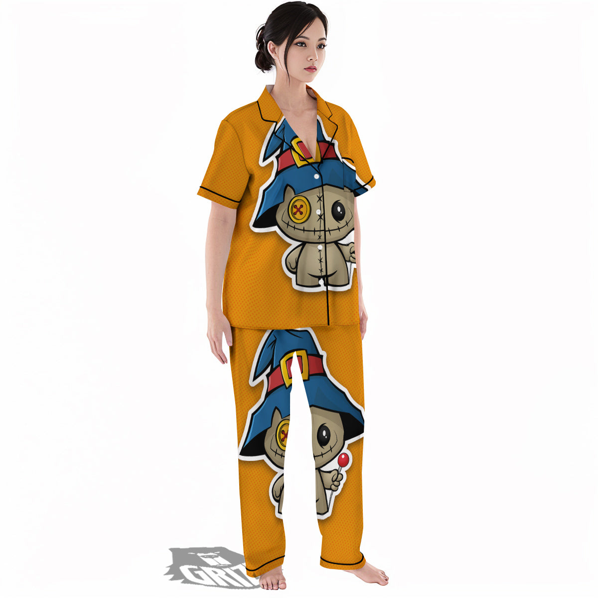 Cartoon Doll Voodoo Print Women's Pajamas Set-grizzshop