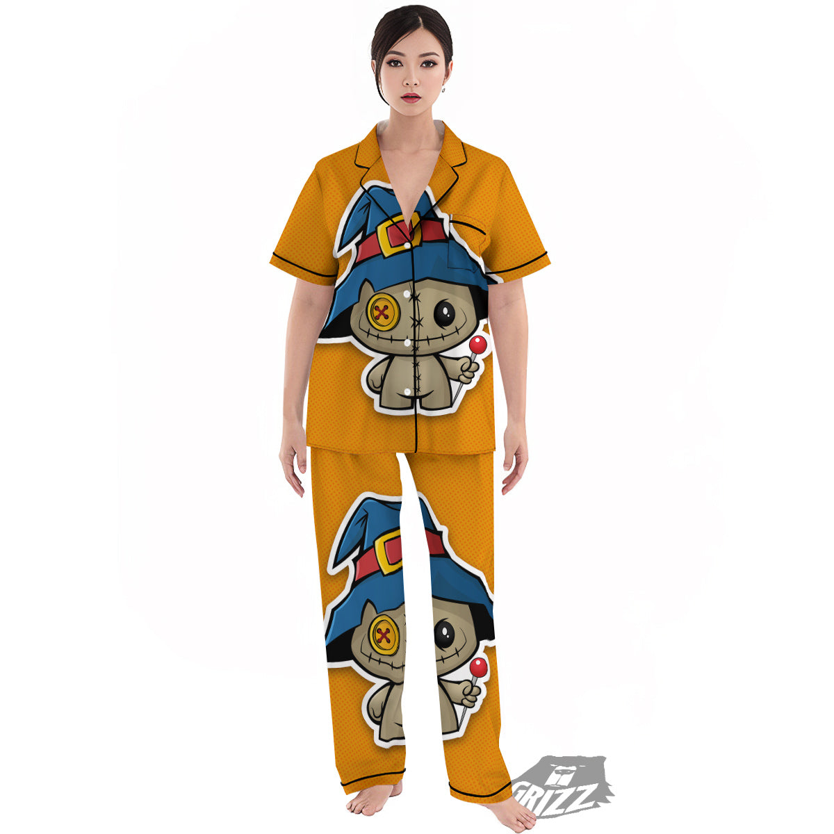Cartoon Doll Voodoo Print Women's Pajamas Set-grizzshop