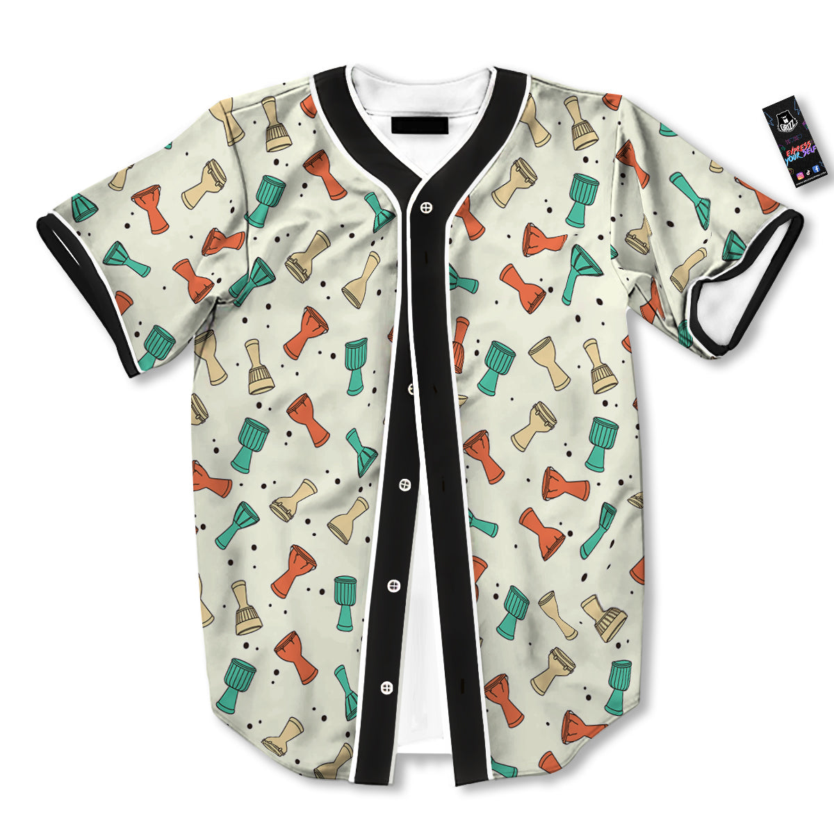 Cartoon Drum Print Pattern Baseball Jersey-grizzshop