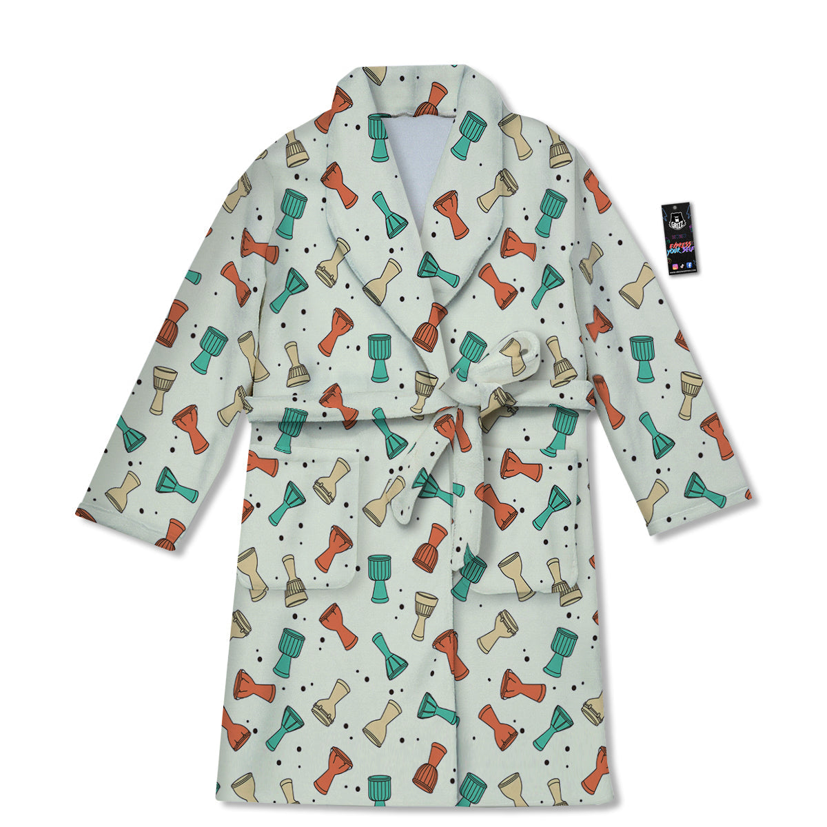 Cartoon Drum Print Pattern Bathrobe-grizzshop