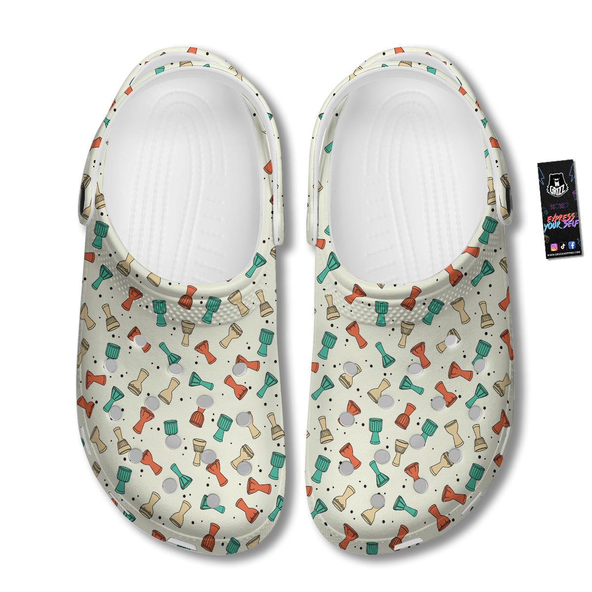 Cartoon Drum Print Pattern Clog-grizzshop
