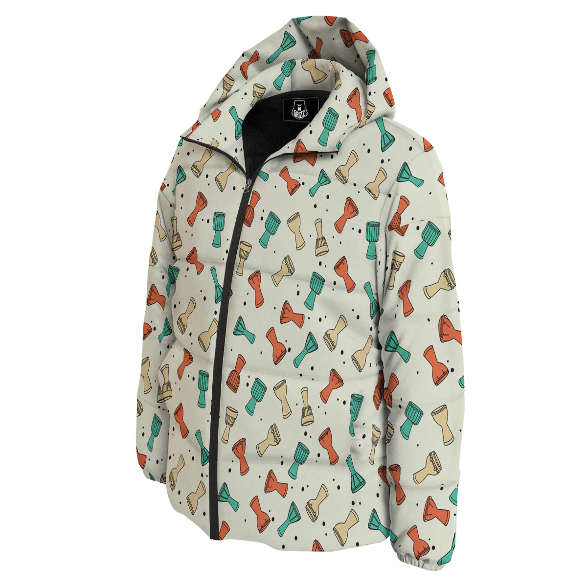 Cartoon Drum Print Pattern Down Jacket-grizzshop