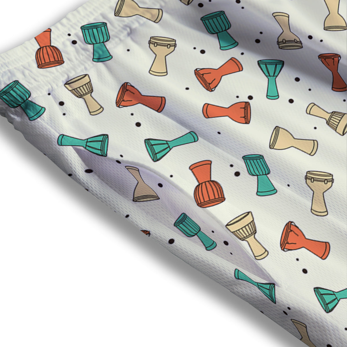 Cartoon Drum Print Pattern Mesh Shorts-grizzshop