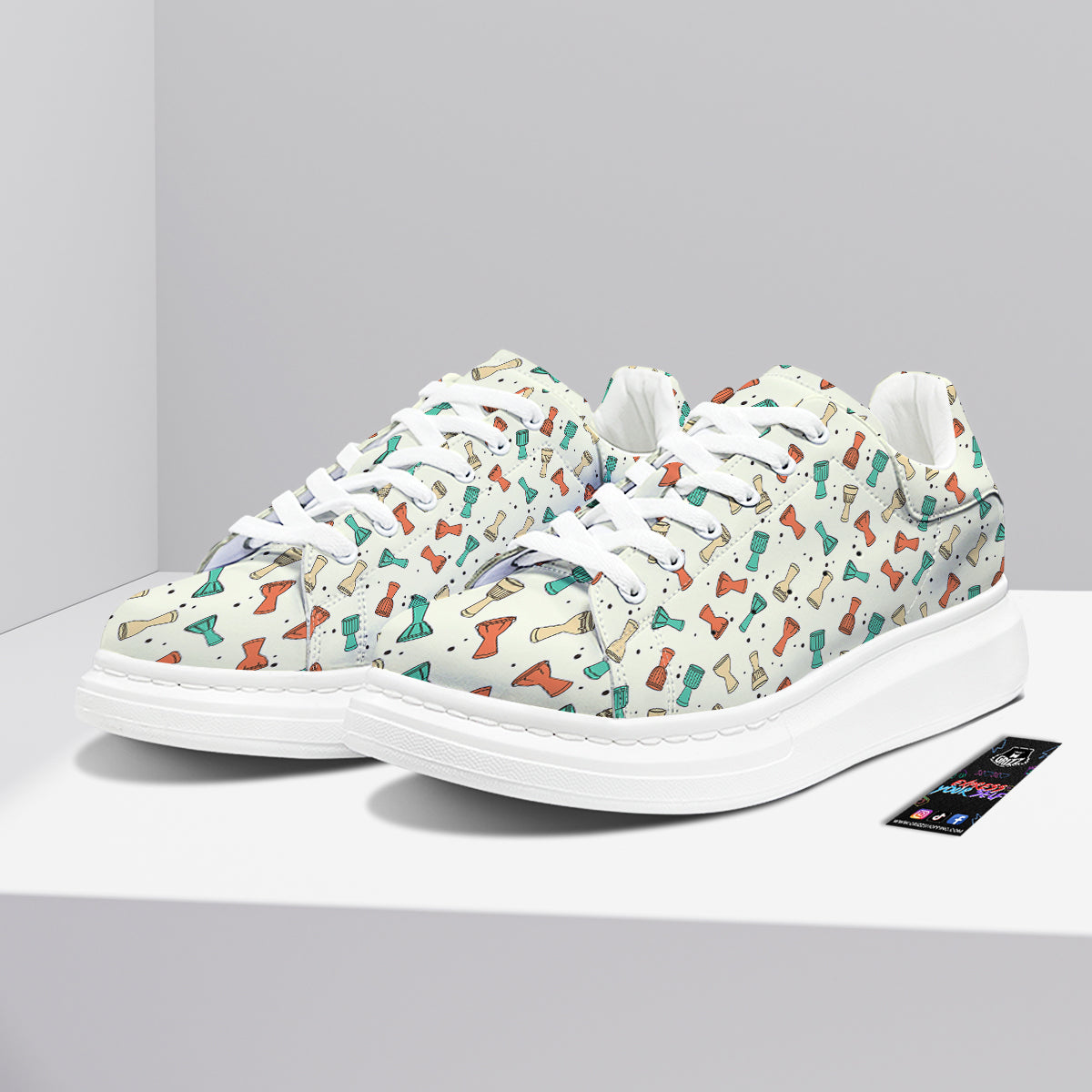 Cartoon Drum Print Pattern Platform Shoes-grizzshop