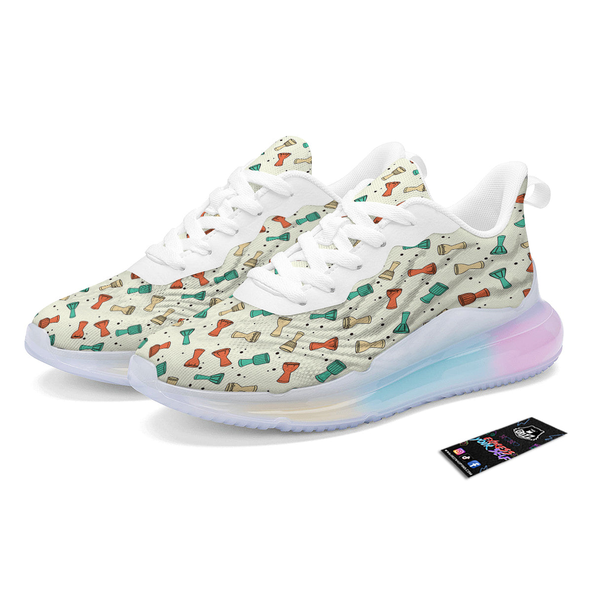 Cartoon Drum Print Pattern Running Sneakers-grizzshop