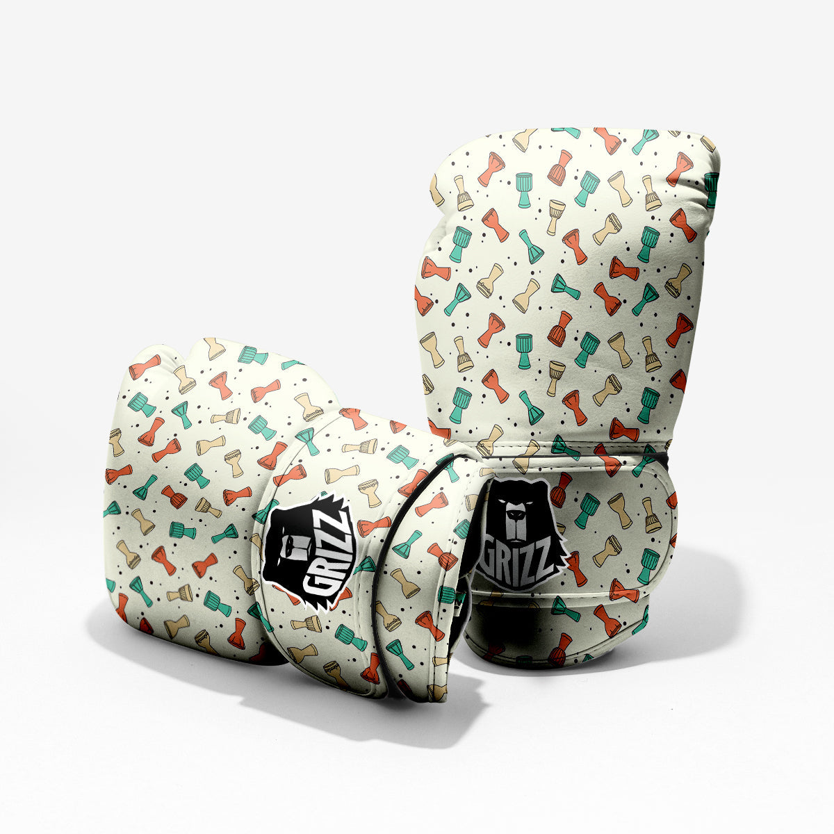 Cartoon Drum Print Pattern Sparring Gloves-grizzshop