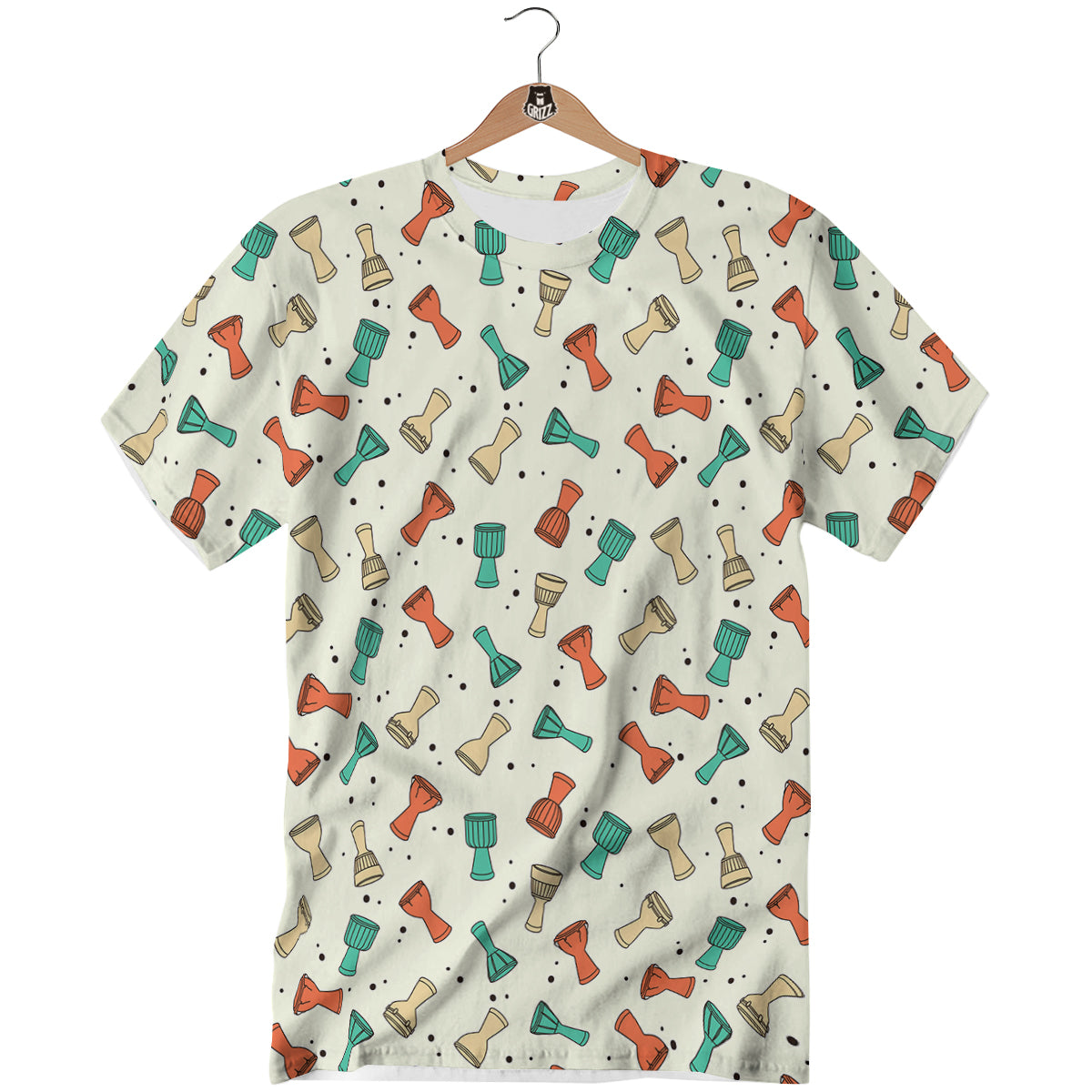 Cartoon Drum Print Pattern T-Shirt-grizzshop
