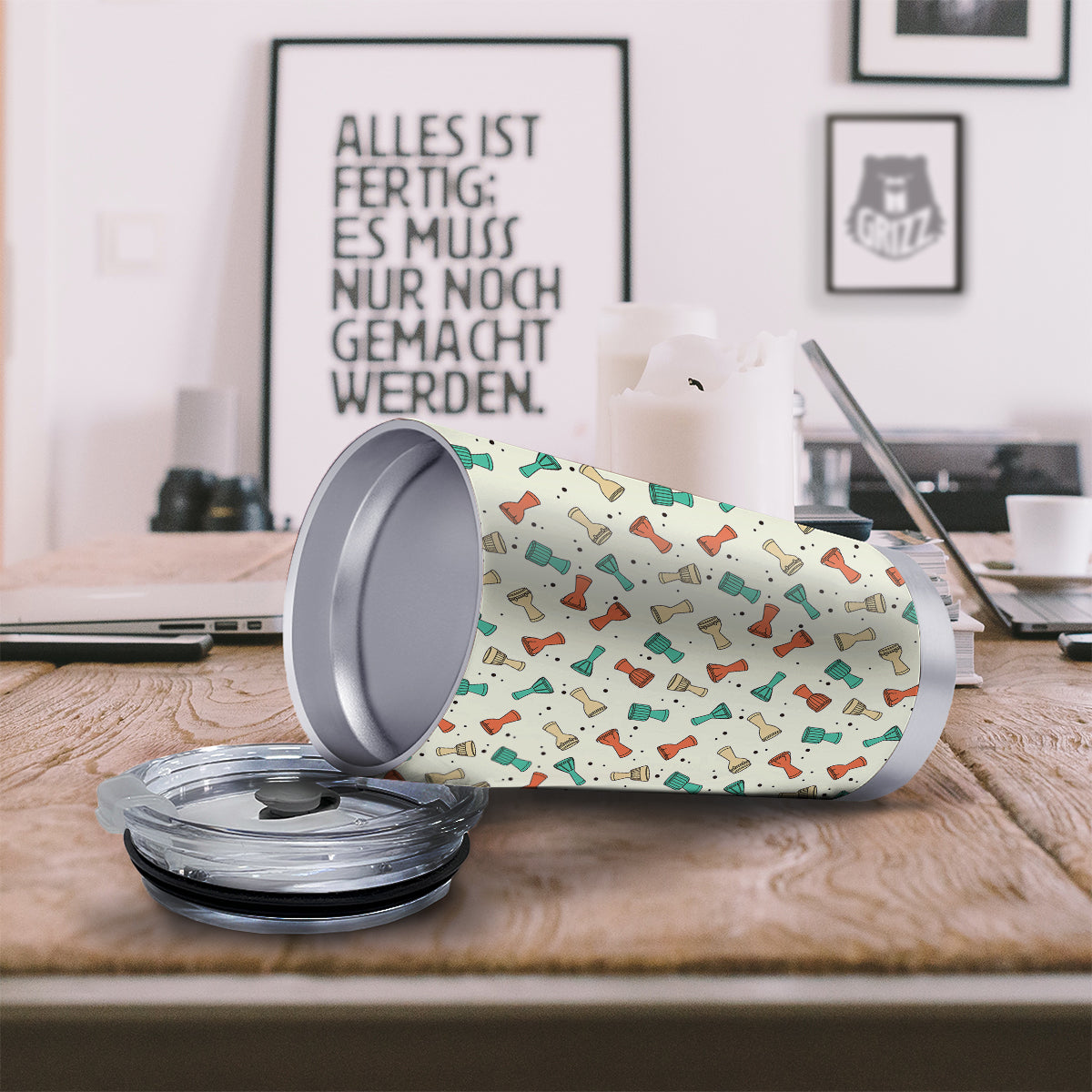 Cartoon Drum Print Pattern Tumbler-grizzshop