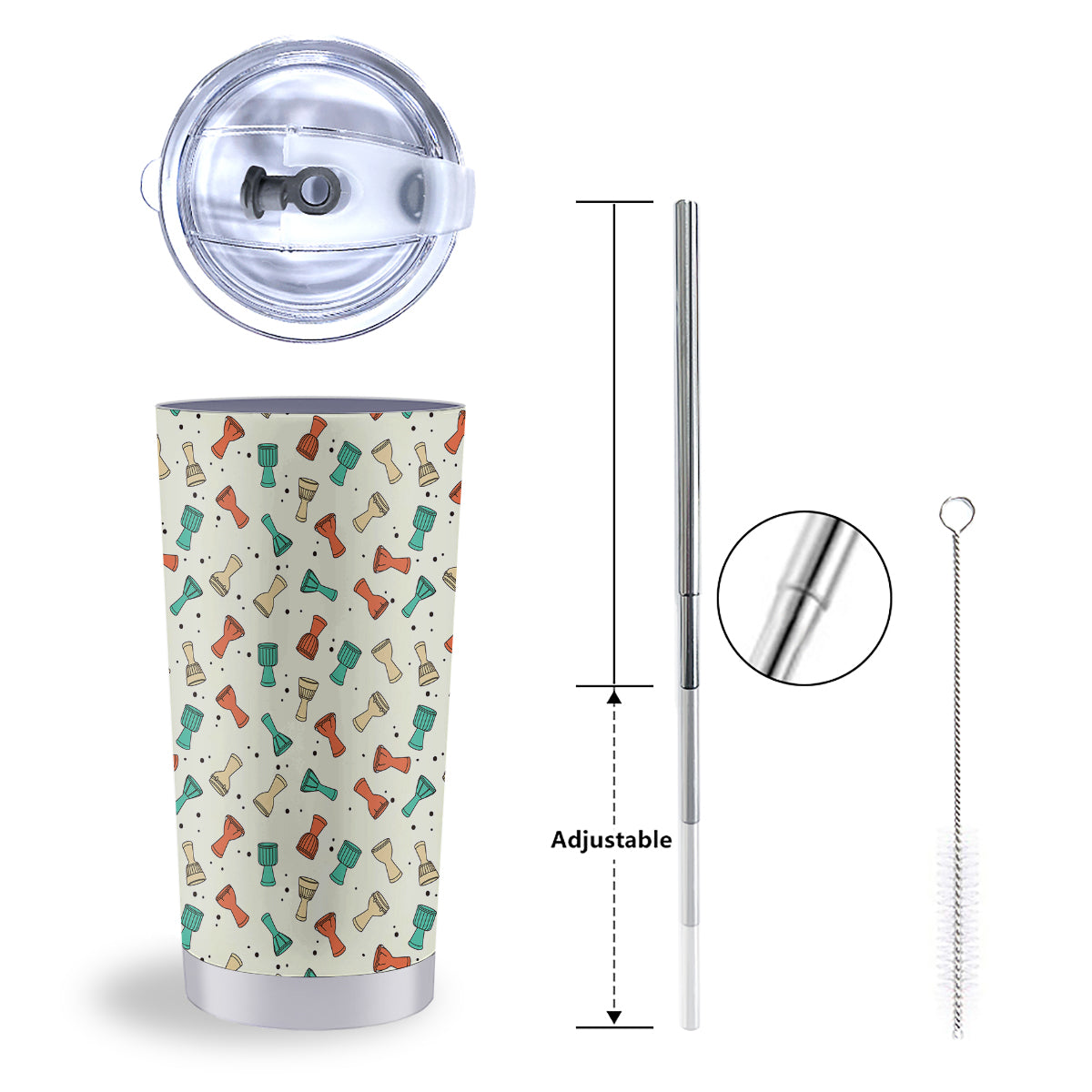Cartoon Drum Print Pattern Tumbler-grizzshop