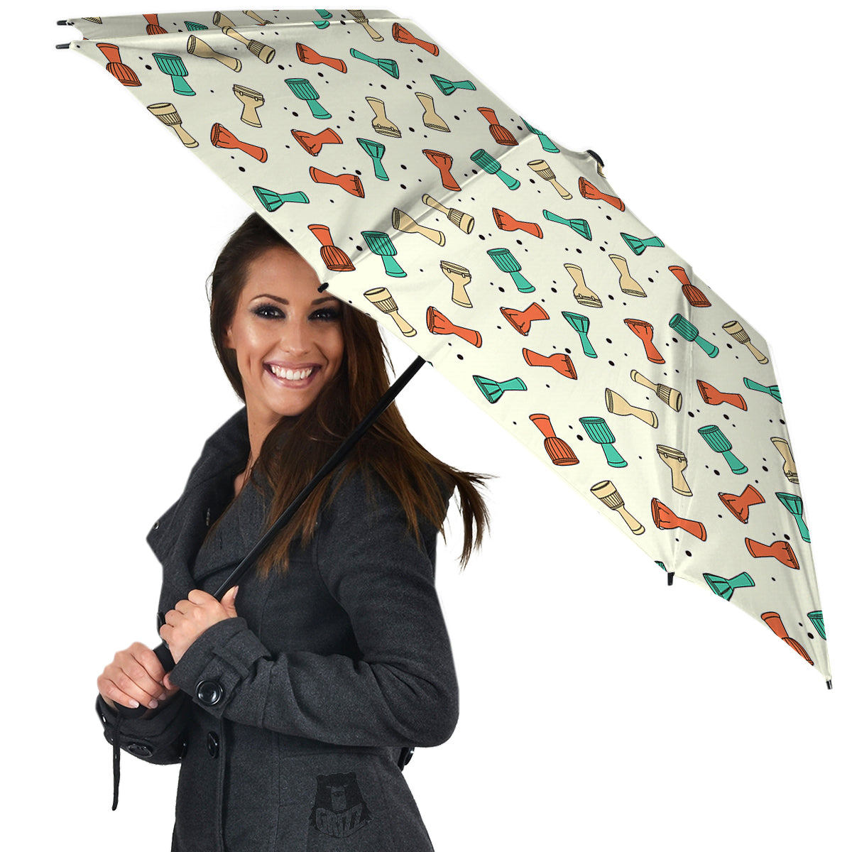 Cartoon Drum Print Pattern Umbrella-grizzshop