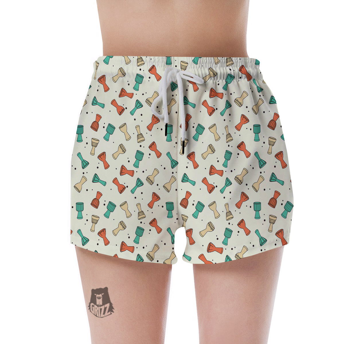 Cartoon Drum Print Pattern Women's Shorts-grizzshop