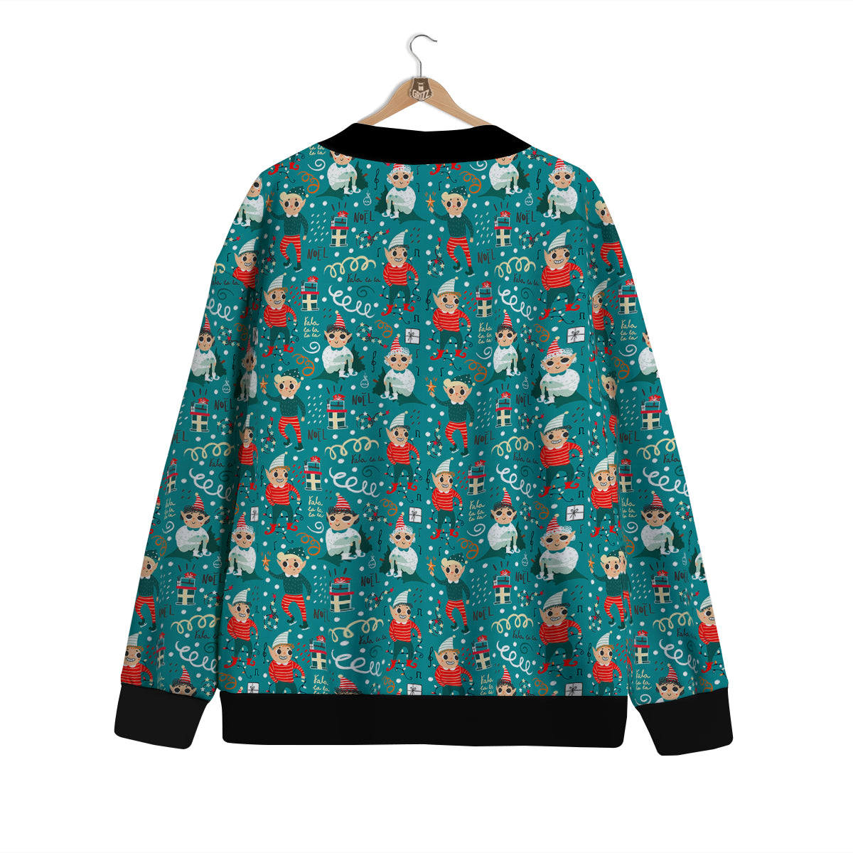 Cartoon Elf Print Pattern Cardigan-grizzshop