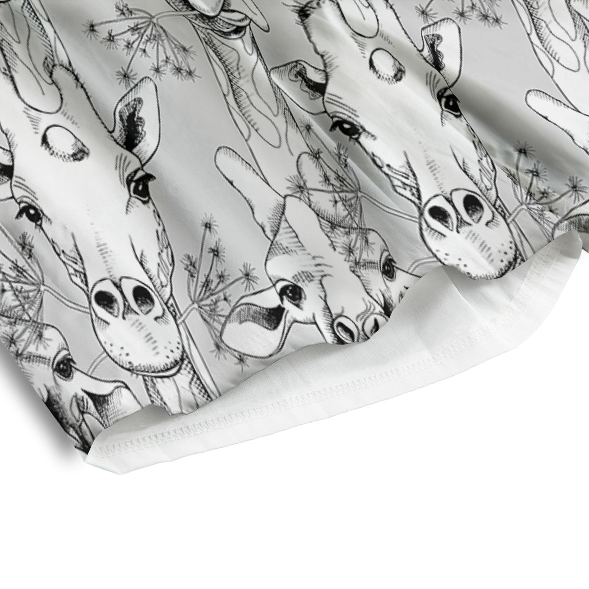 Cartoon Giraffe White And Black Print Men's Athletic Shorts