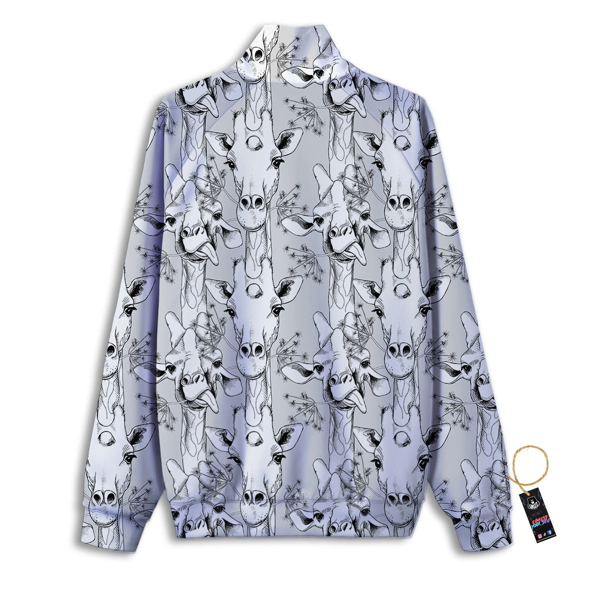 Cartoon Giraffe White And Black Print Track Jacket-grizzshop