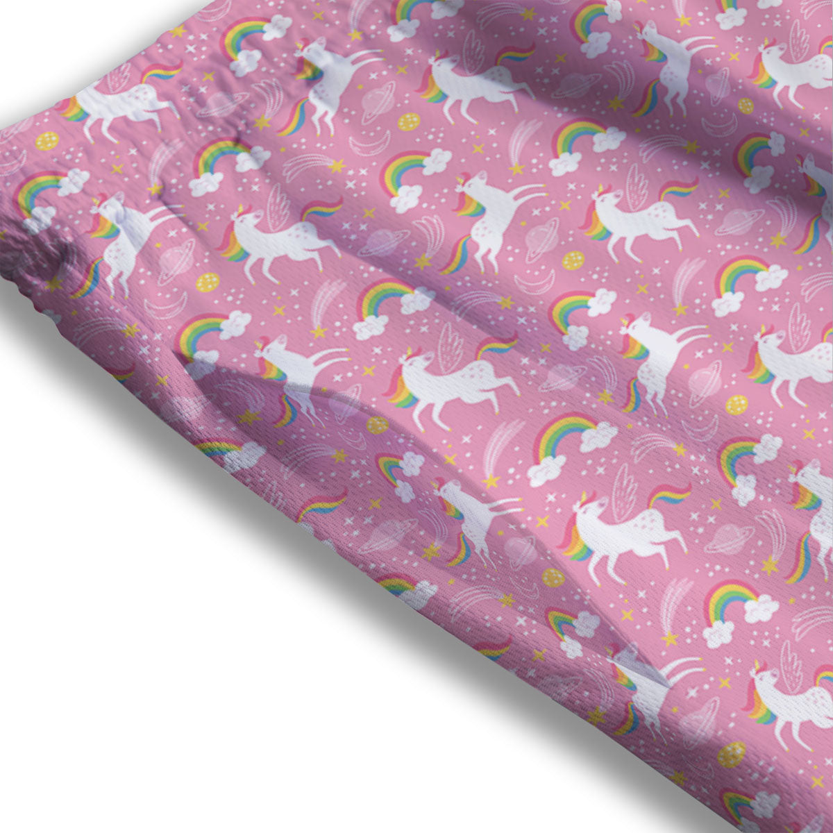 Cartoon Girly Unicorn Print Pattern Mesh Shorts