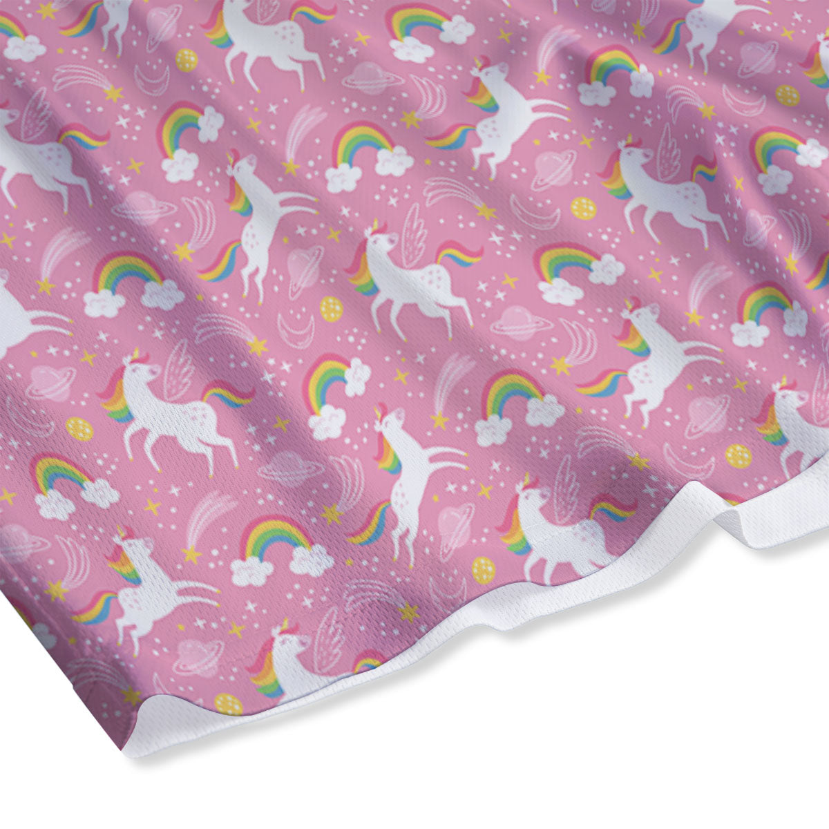 Cartoon Girly Unicorn Print Pattern Mesh Shorts