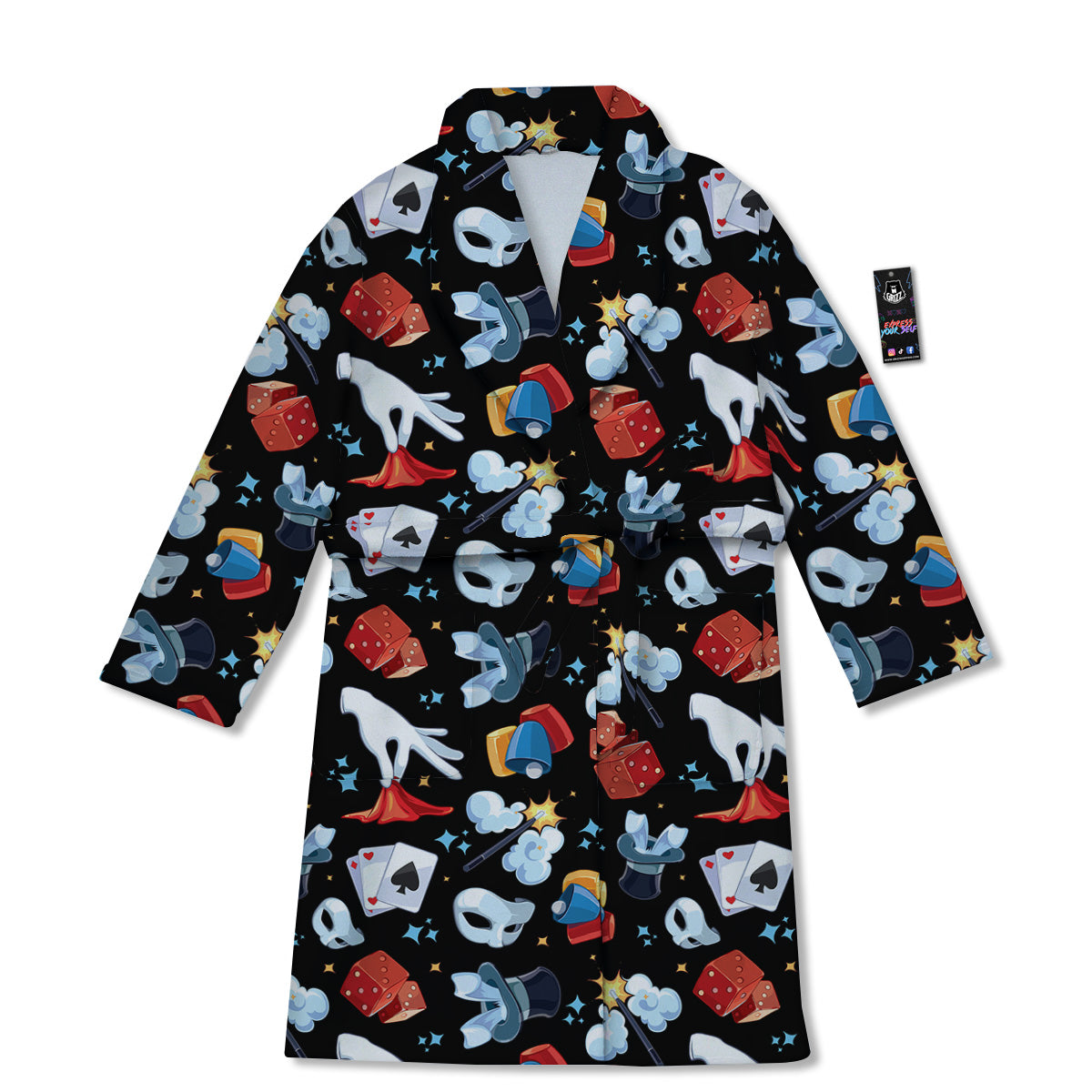 Cartoon Magic Show Print Pattern Bathrobe-grizzshop