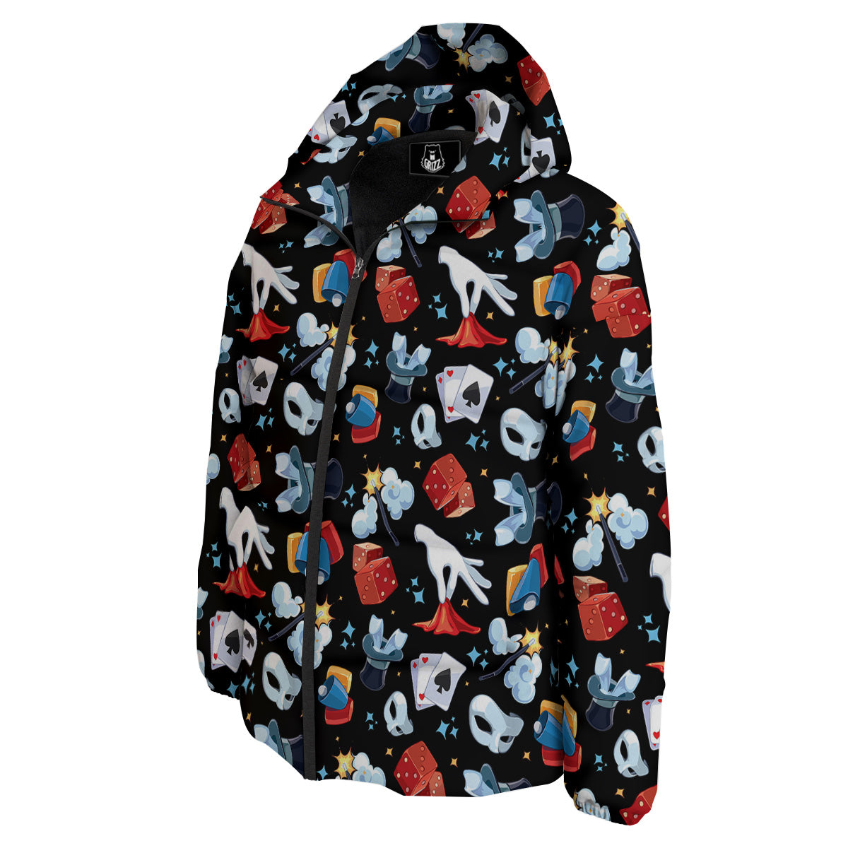 Cartoon Magic Show Print Pattern Down Jacket-grizzshop