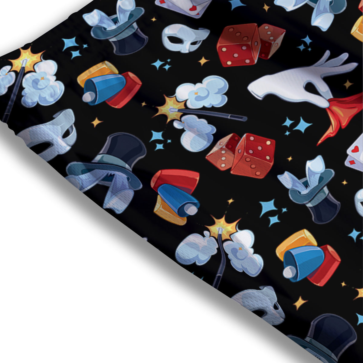 Cartoon Magic Show Print Pattern Mesh Shorts-grizzshop