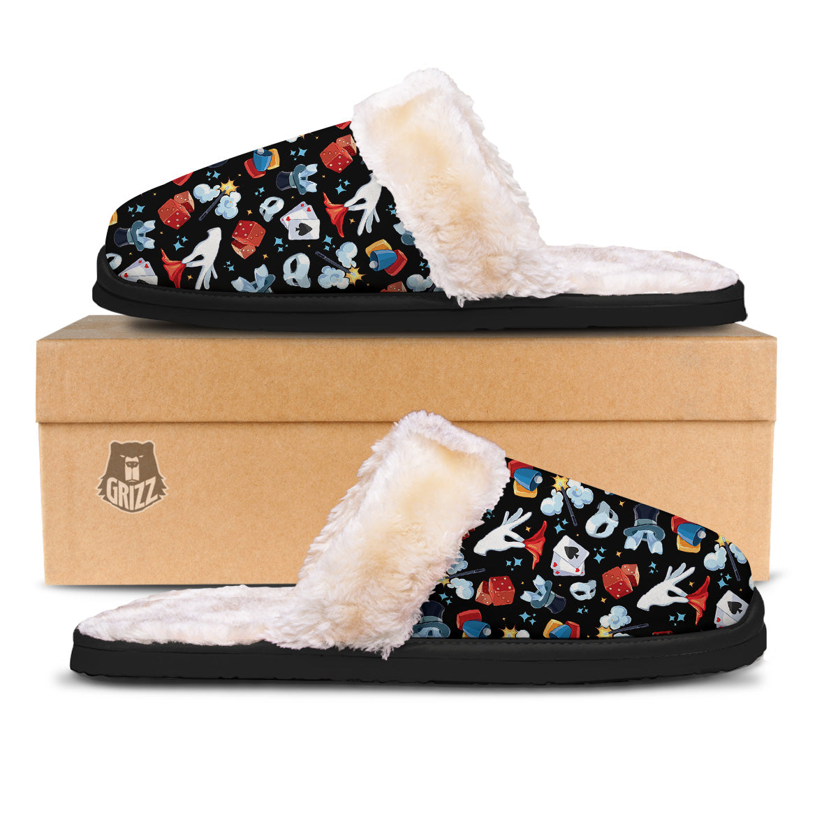 Cartoon Magic Show Print Pattern Slippers-grizzshop