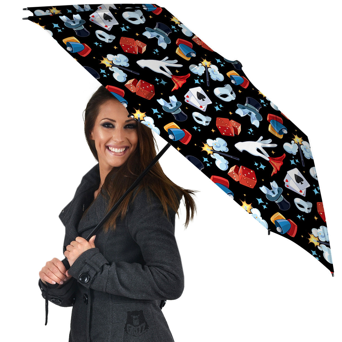 Cartoon Magic Show Print Pattern Umbrella-grizzshop