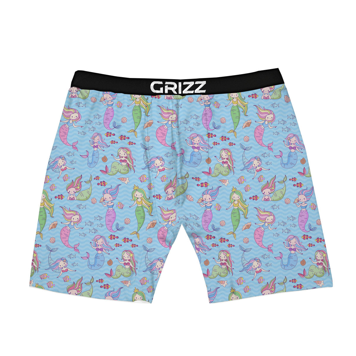 Cartoon Mermaid Print Pattern Boxer Briefs-grizzshop