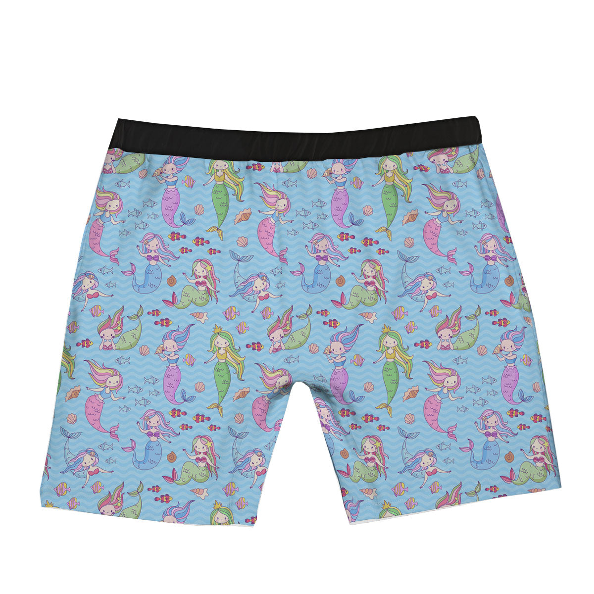 Cartoon Mermaid Print Pattern Boxer Briefs-grizzshop