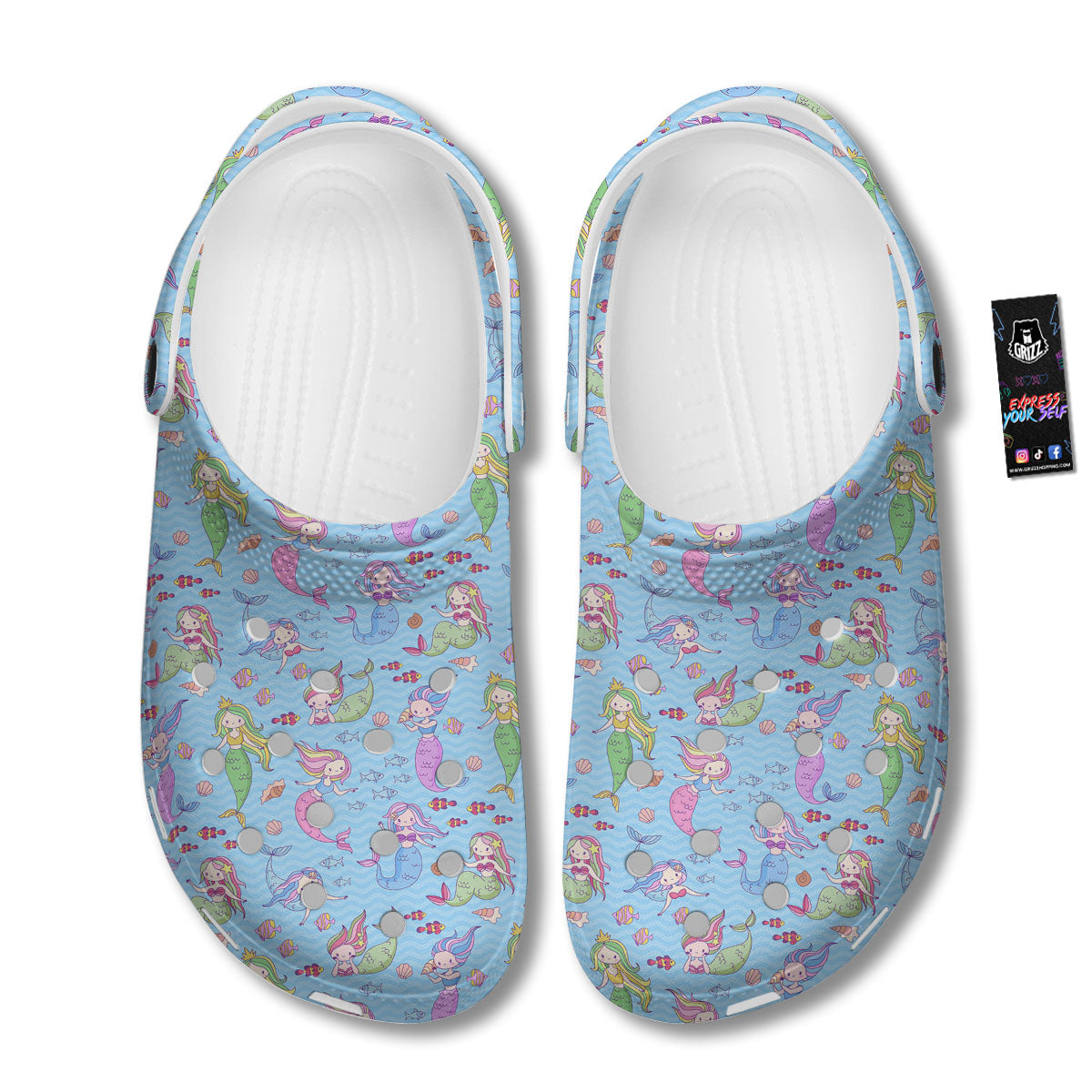 Cartoon Mermaid Print Pattern Clog-grizzshop
