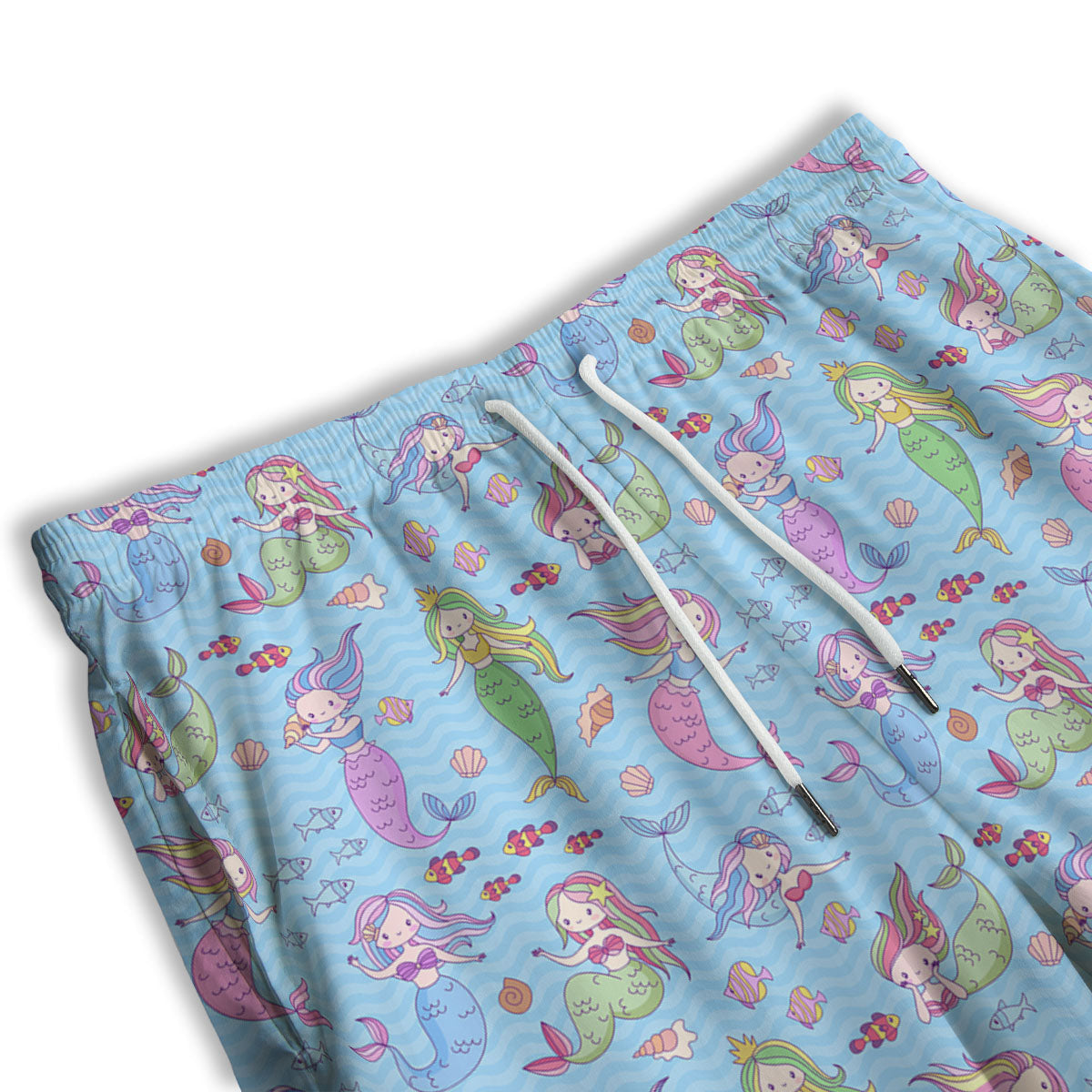 Cartoon Mermaid Print Pattern Men's Athletic Shorts