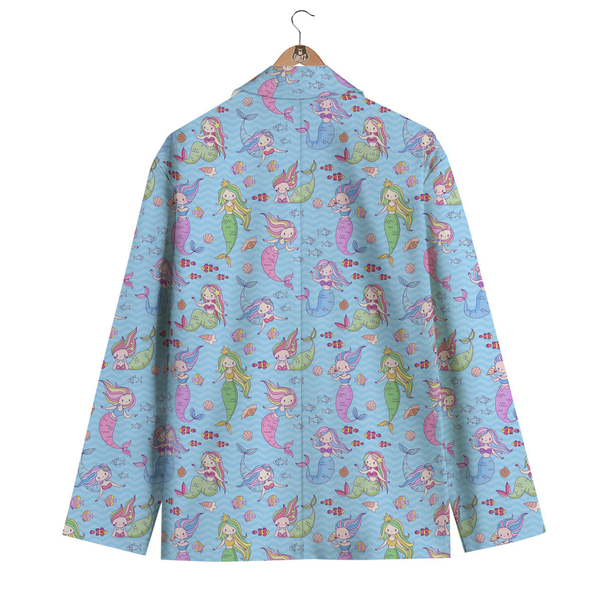 Cartoon Mermaid Print Pattern Men's Blazer-grizzshop