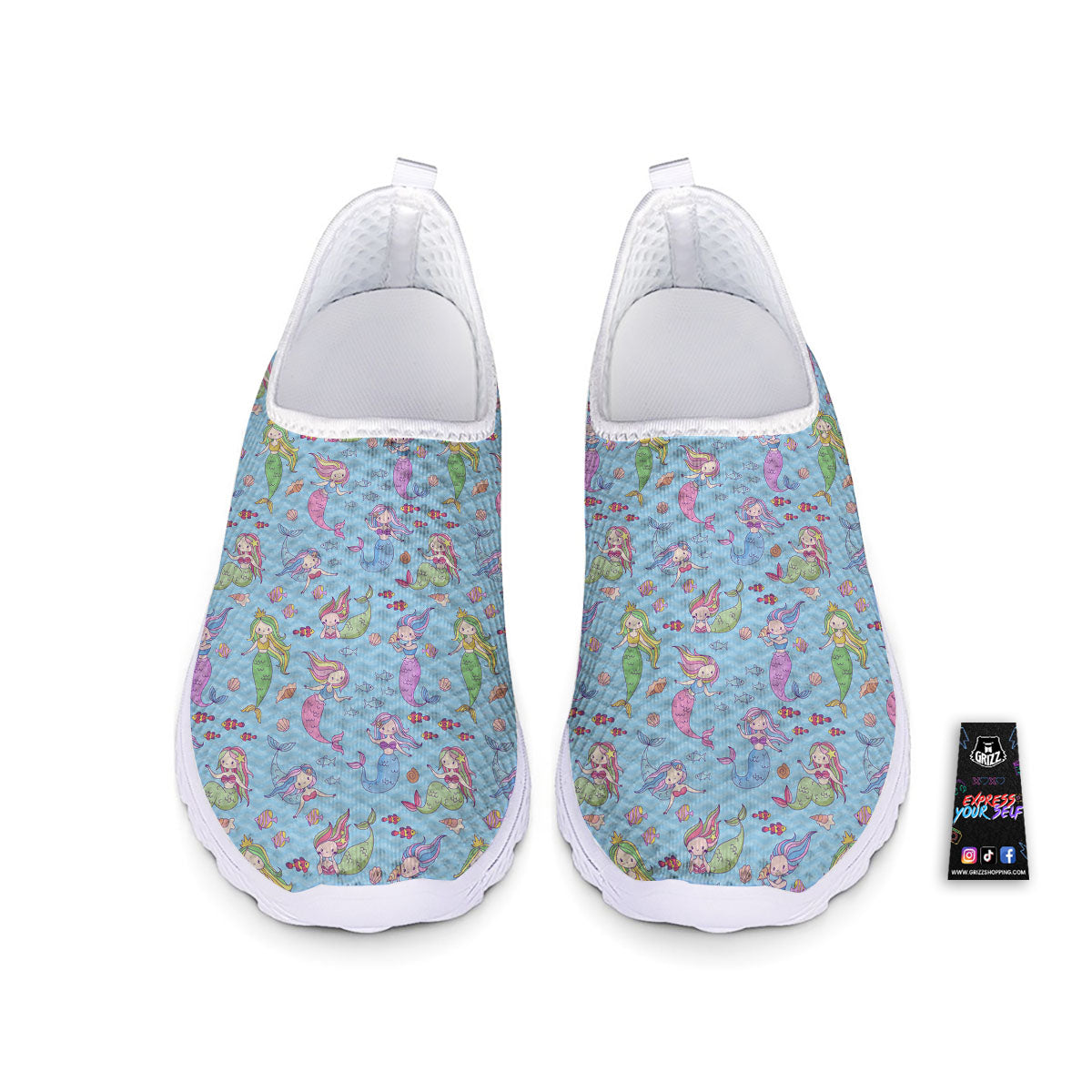 Cartoon Mermaid Print Pattern Nurse Shoes-grizzshop
