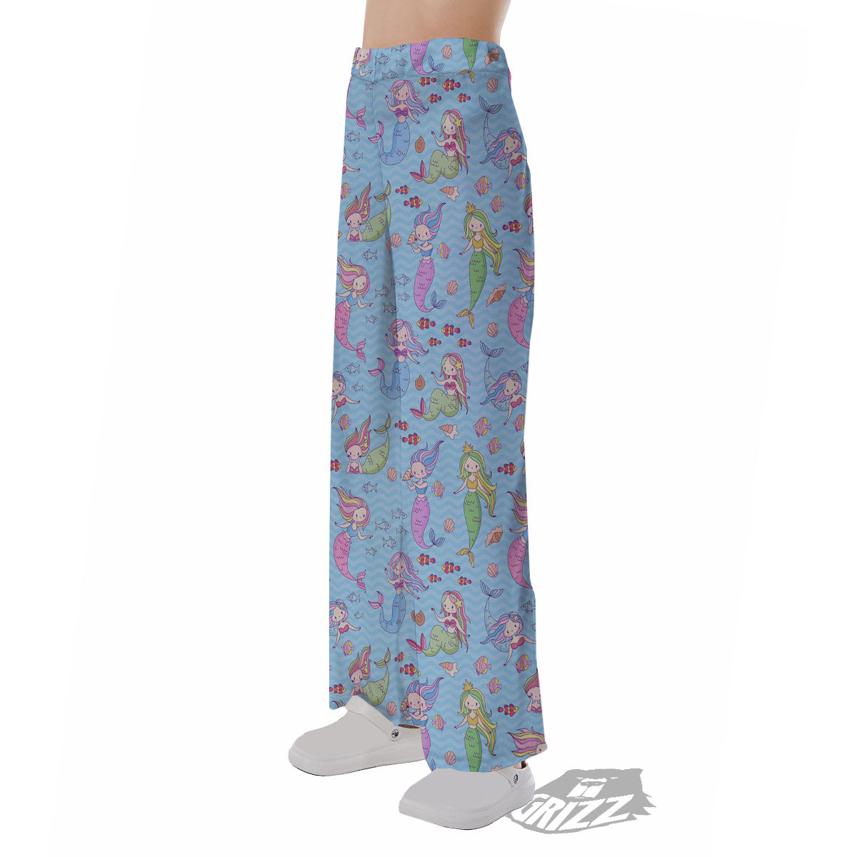 Cartoon Mermaid Print Pattern Pajama Pants-grizzshop