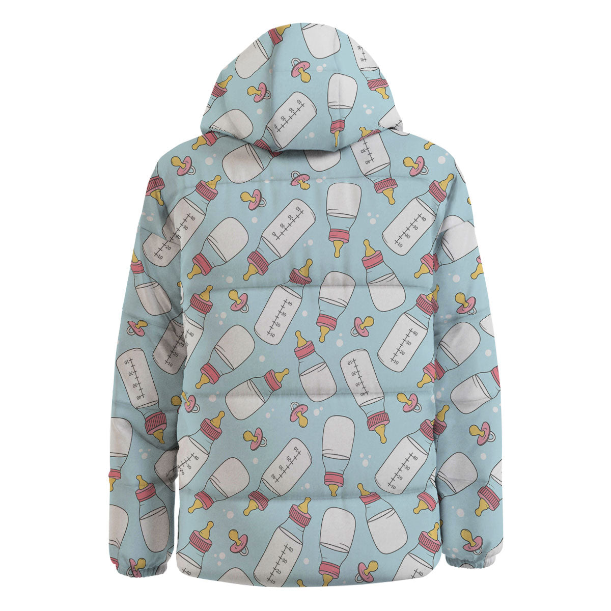 Cartoon Milk Bottle Print Pattern Down Jacket-grizzshop