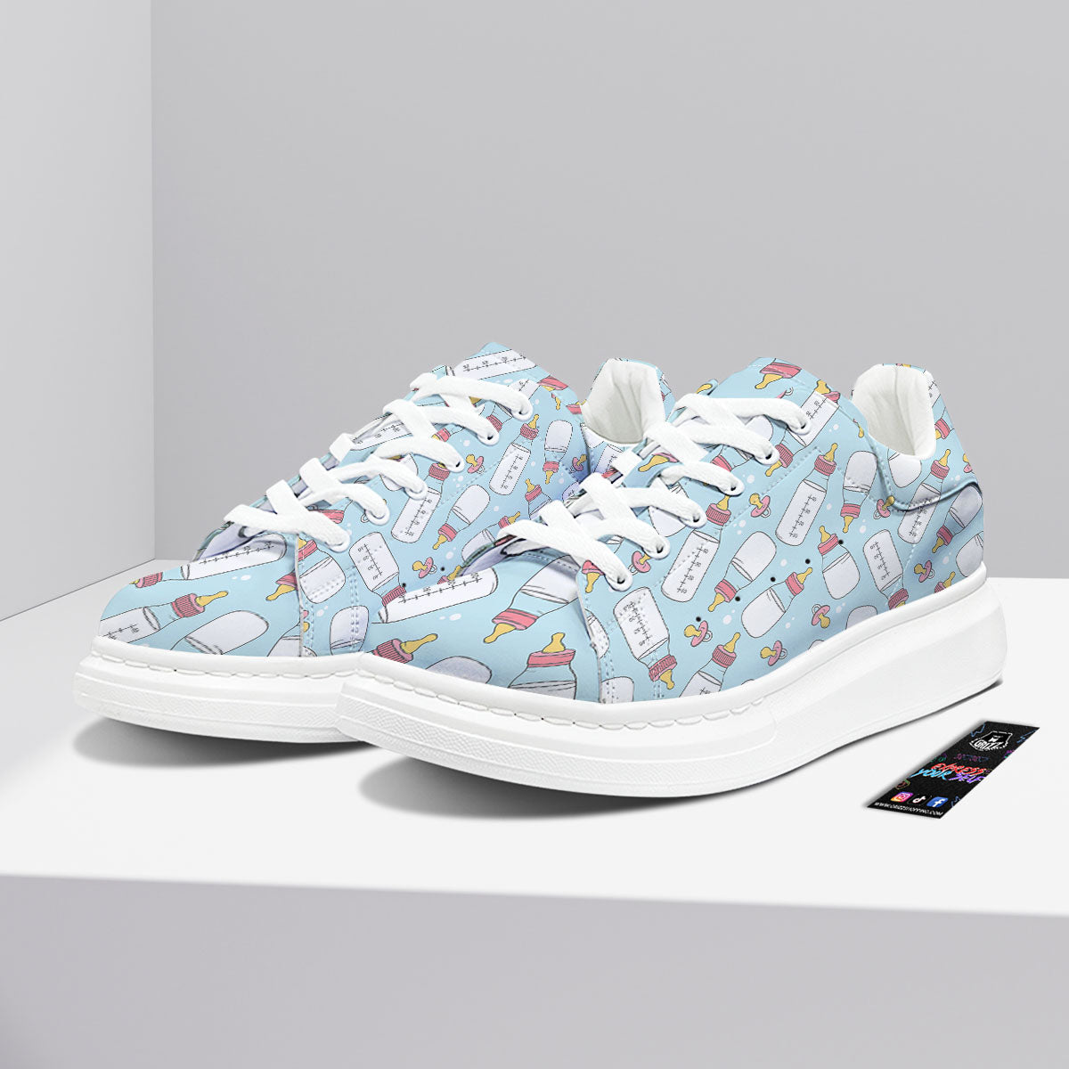 Cartoon Milk Bottle Print Pattern Platform Shoes-grizzshop