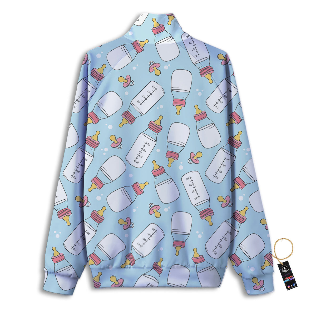 Cartoon Milk Bottle Print Pattern Track Jacket-grizzshop