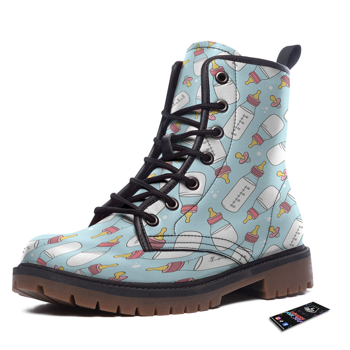 Cartoon Milk Bottle Print Pattern Work Boots-grizzshop