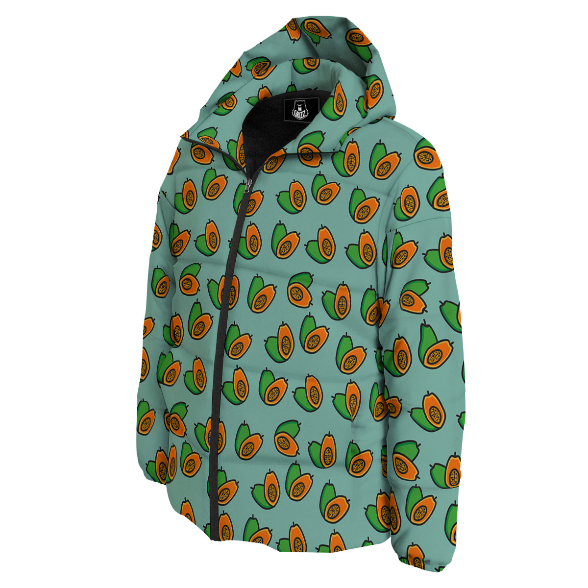 Cartoon Papaya Print Pattern Down Jacket-grizzshop